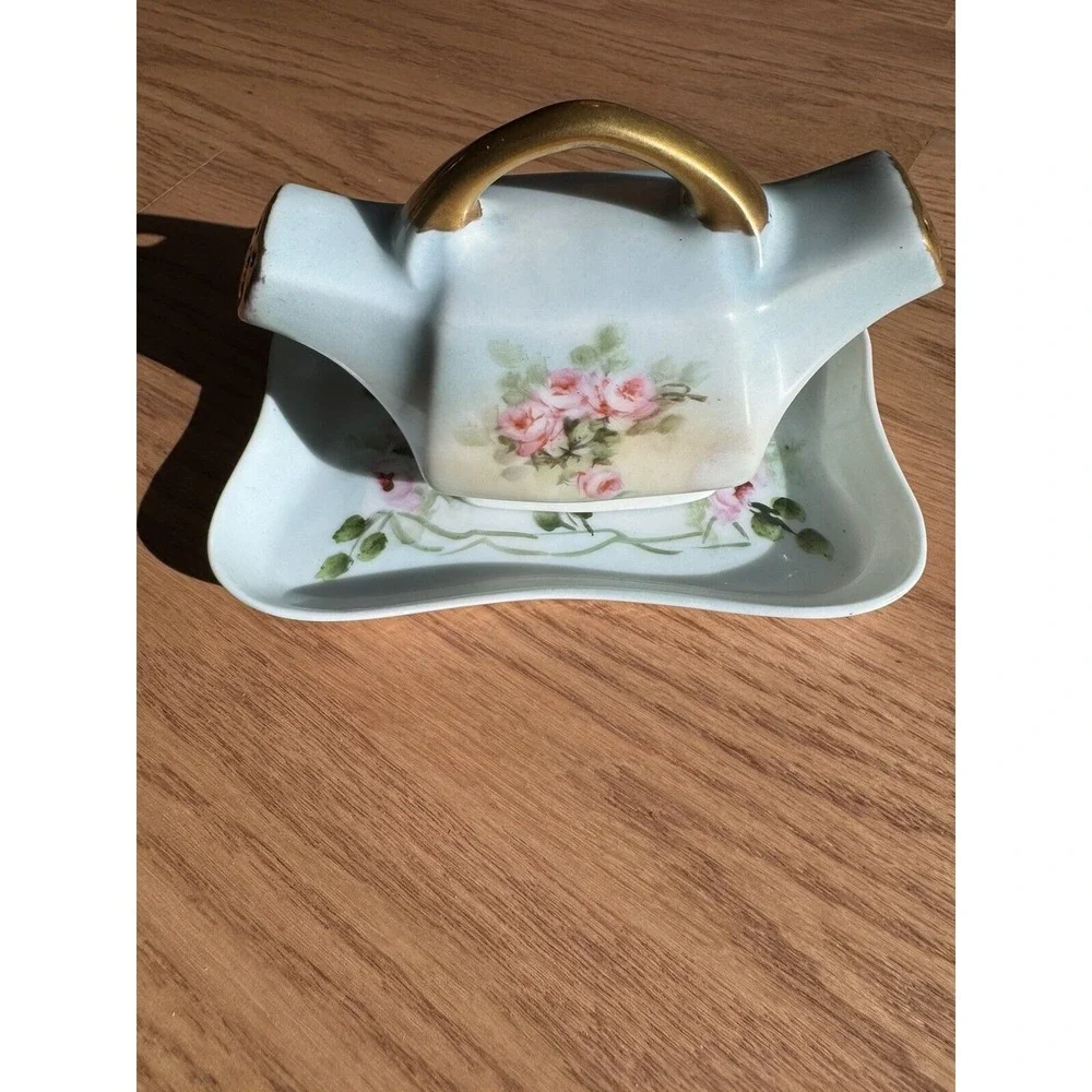 Vintage Heinrich & Co Selb Bavaria Salt‎ & Pepper Shakers W/Tray, Signed J Kach